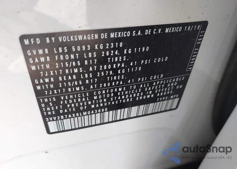 2020 Volkswagen Tiguan 2.0T Se/2.0T Se R-Line Black/2.0T Sel from USA, damaged, VIN 3VV2B7AX8LM043690